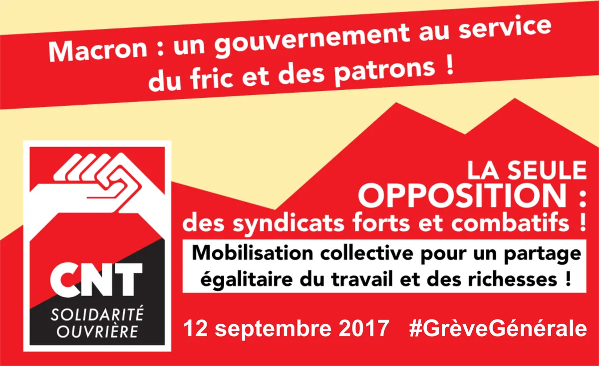 12 SEPTEMBRE 2017 Public – privé : tous et toutes en grève et dans la rue !
