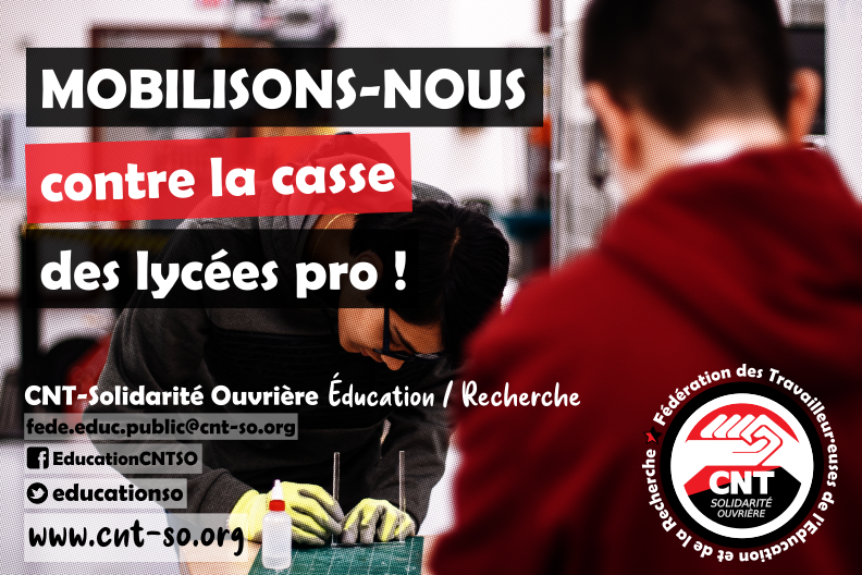 Mobilisons-nous contre la casse des lycées pro ! Grève nationale le 17 novembre 22